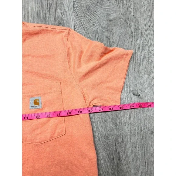 Carhartt Shirt Mens M Pocket Tee Logo Orange Loose Fit Short Sleeve Workwear - Picture 4 of 6